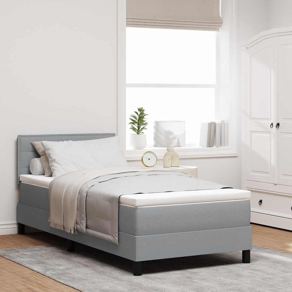 JUNG Vida Boxspringbett mit Matratze mit LED Hellgrau 90 x 190 cm Stoff
