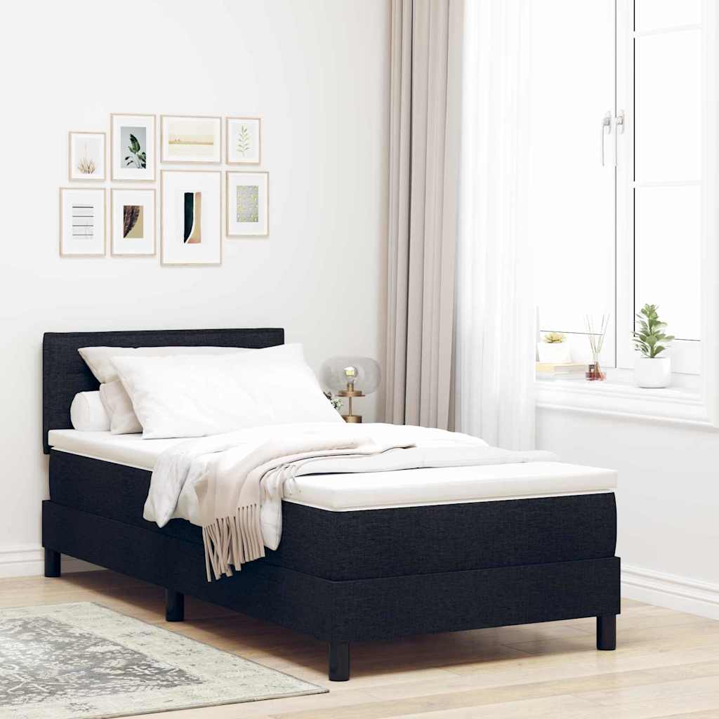 JUNG Vida Boxspringbett mit Matratze mit LED Schwarz 90 x 200 cm Stoff