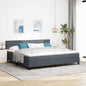 JUNG Vida LED Boxspringbett mit Matratze Dunkelgrau 200 x 200 cm Samt
