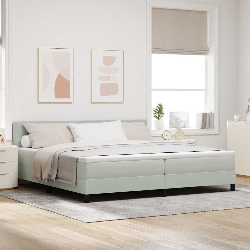 JUNG Vida LED Boxspringbett mit Matratze Hellgrau 200 x 200 cm Samt