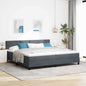 JUNG Vida LED Boxspringbett mit Matratze Dunkelgrau 200 x 200 cm Samt