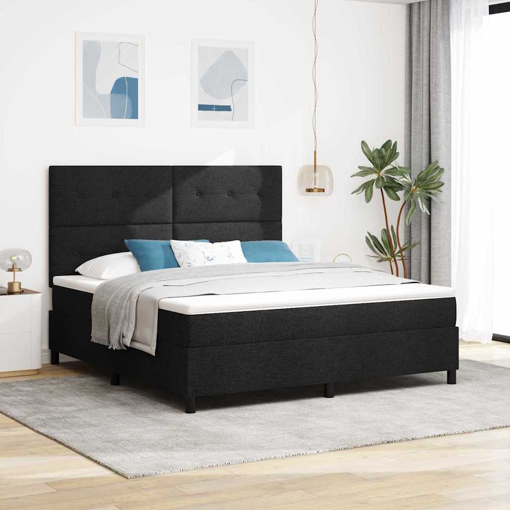 JUNG Vida Boxspringbett mit Matratze mit LED Schwarz 180 x 200 cm Stoff