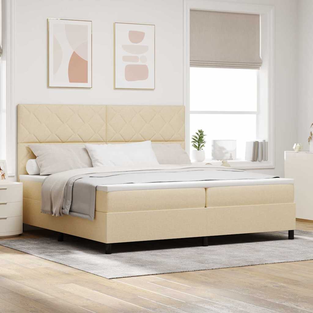 JUNG Vida Boxspringbett mit Matratze mit LED Creme 200 x 200 cm Stoff