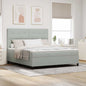 JUNG Vida LED Boxspringbett mit Matratze Hellgrau 180 x 200 cm Stoff