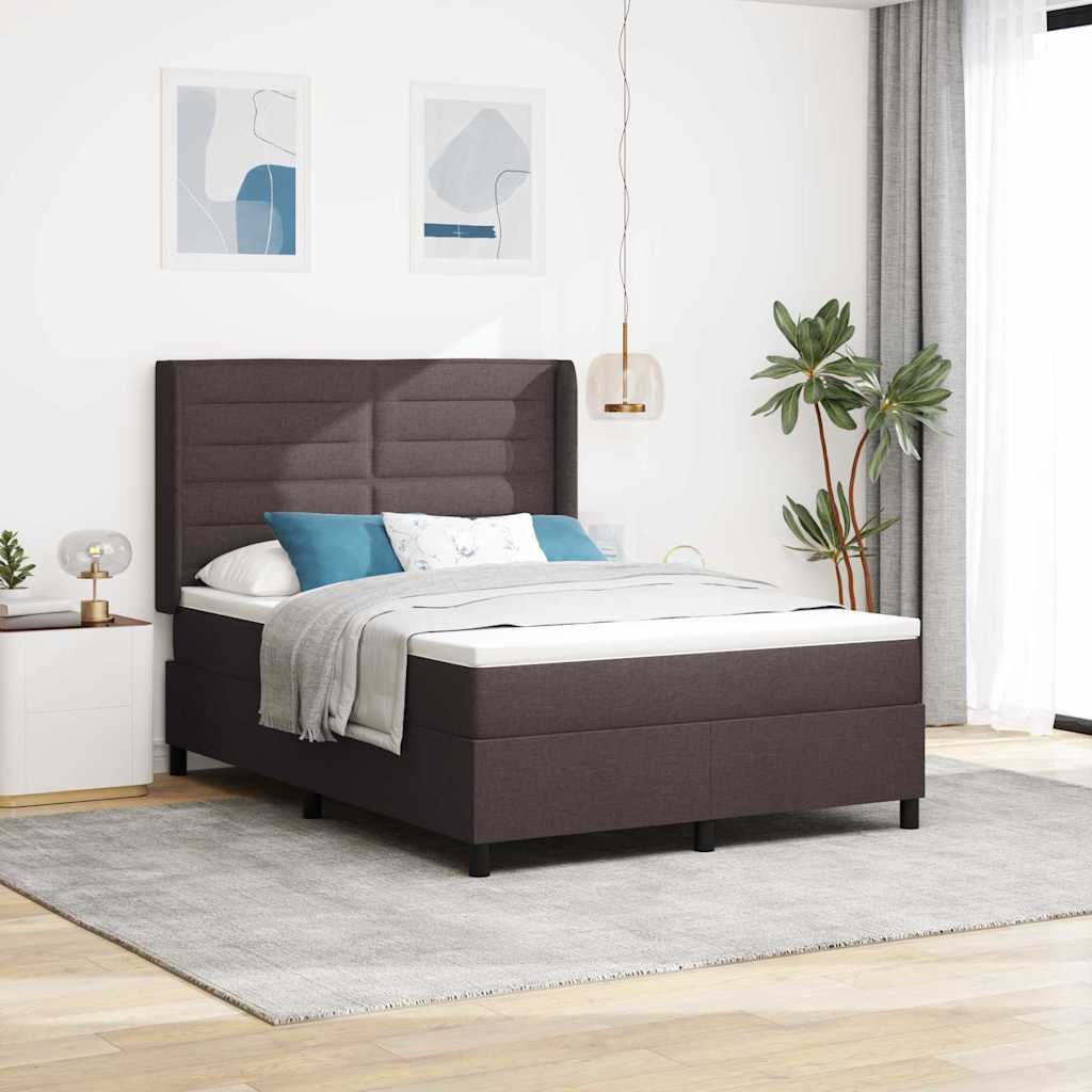 JUNG Vida LED Boxspringbett mit Matratze Dunkelbraun 160 x 200 cm Stoff
