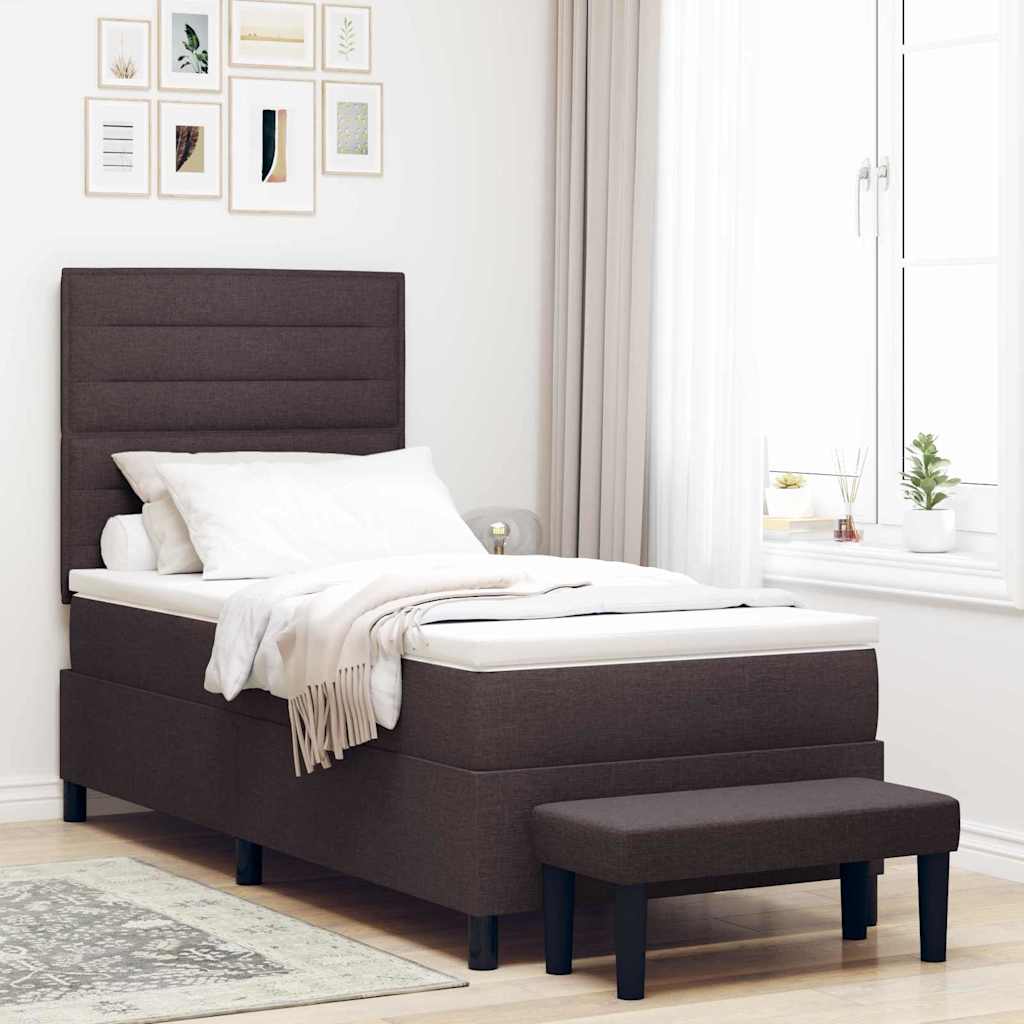 JUNG Vida Boxspringbett mit Matratze Dunkelbraun 90 x 200 cm Stoff
