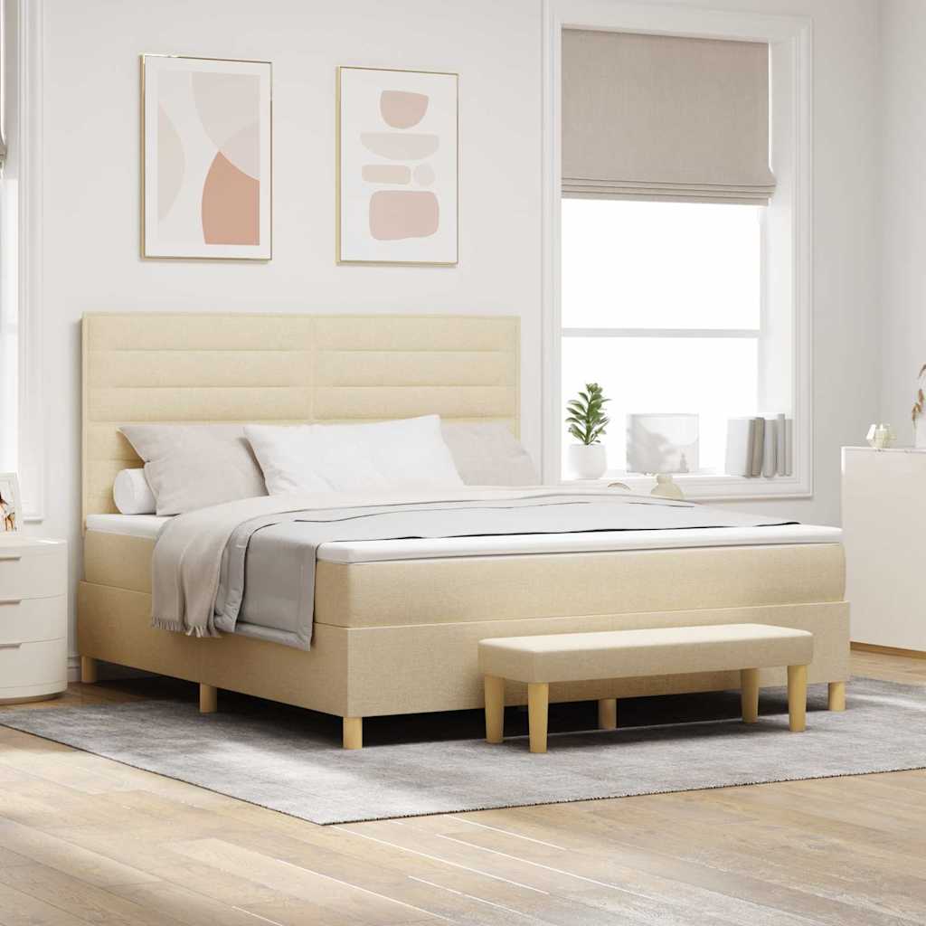 JUNG Vida Boxspringbett mit Matratze Creme 180 x 200 cm Stoff