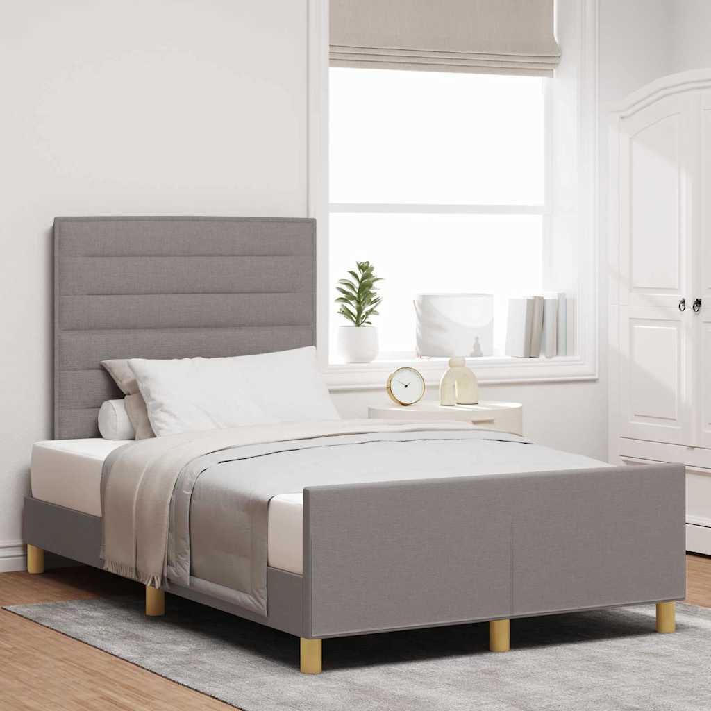 JUNG Vida Bettgestell mit Kopfteil Taupe 120 x 200 cm Stoff