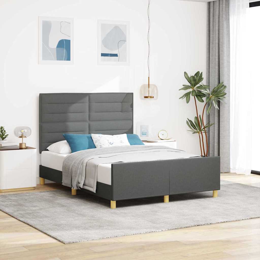 JUNG Vida Bettgestell mit Kopfteil Dunkelgrau 140 x 190 cm Stoff
