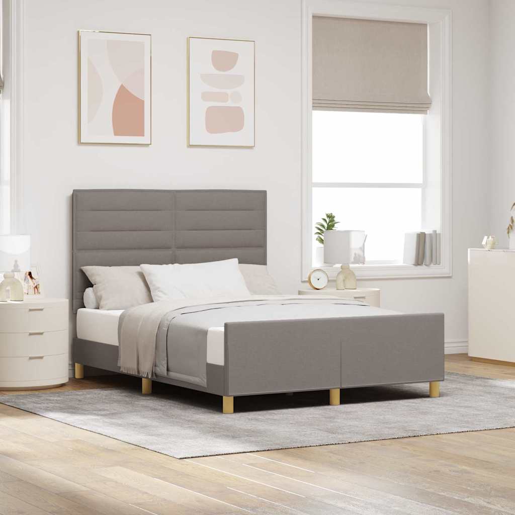 JUNG Vida Bettgestell mit Kopfteil Taupe 140 x 200 cm Stoff