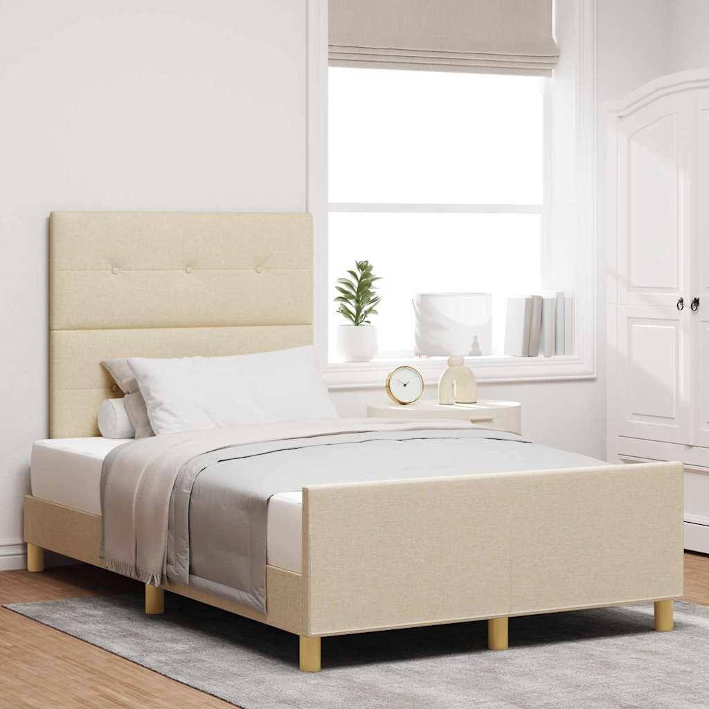 JUNG Vida Bettgestell mit Kopfteil Creme 120 x 190 cm Stoff