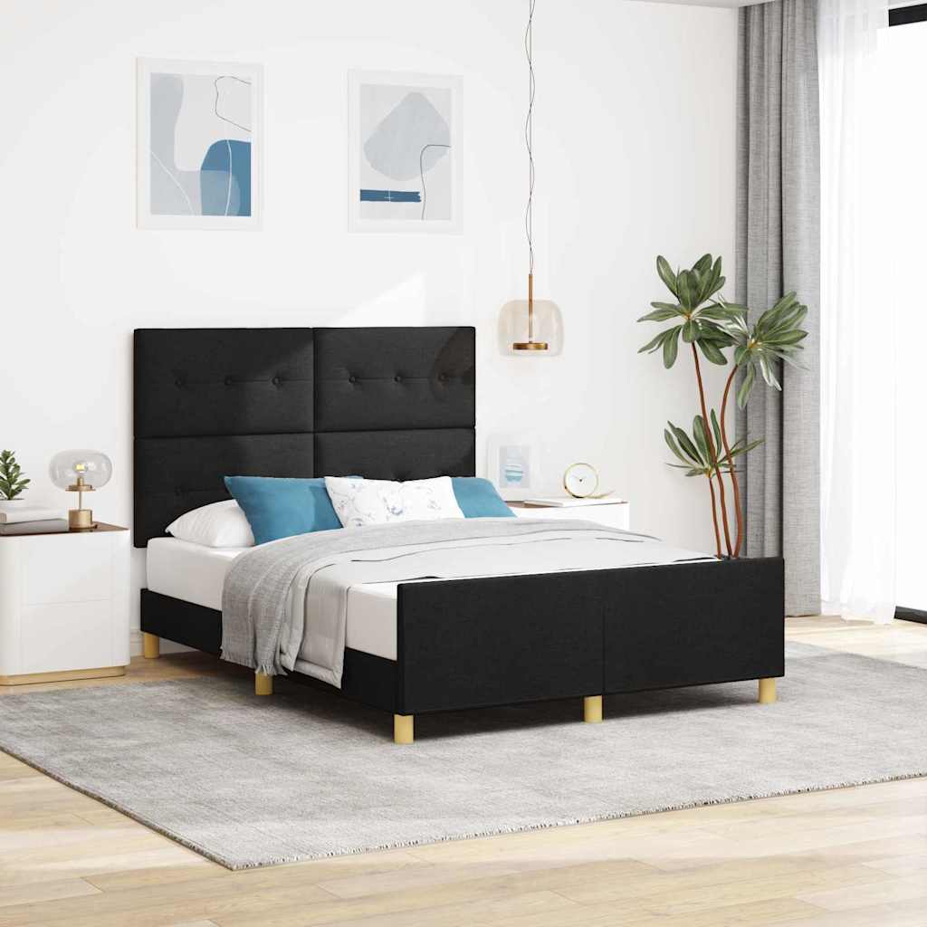 JUNG Vida Bettgestell mit Kopfteil Schwarz 140 x 200 cm Stoff
