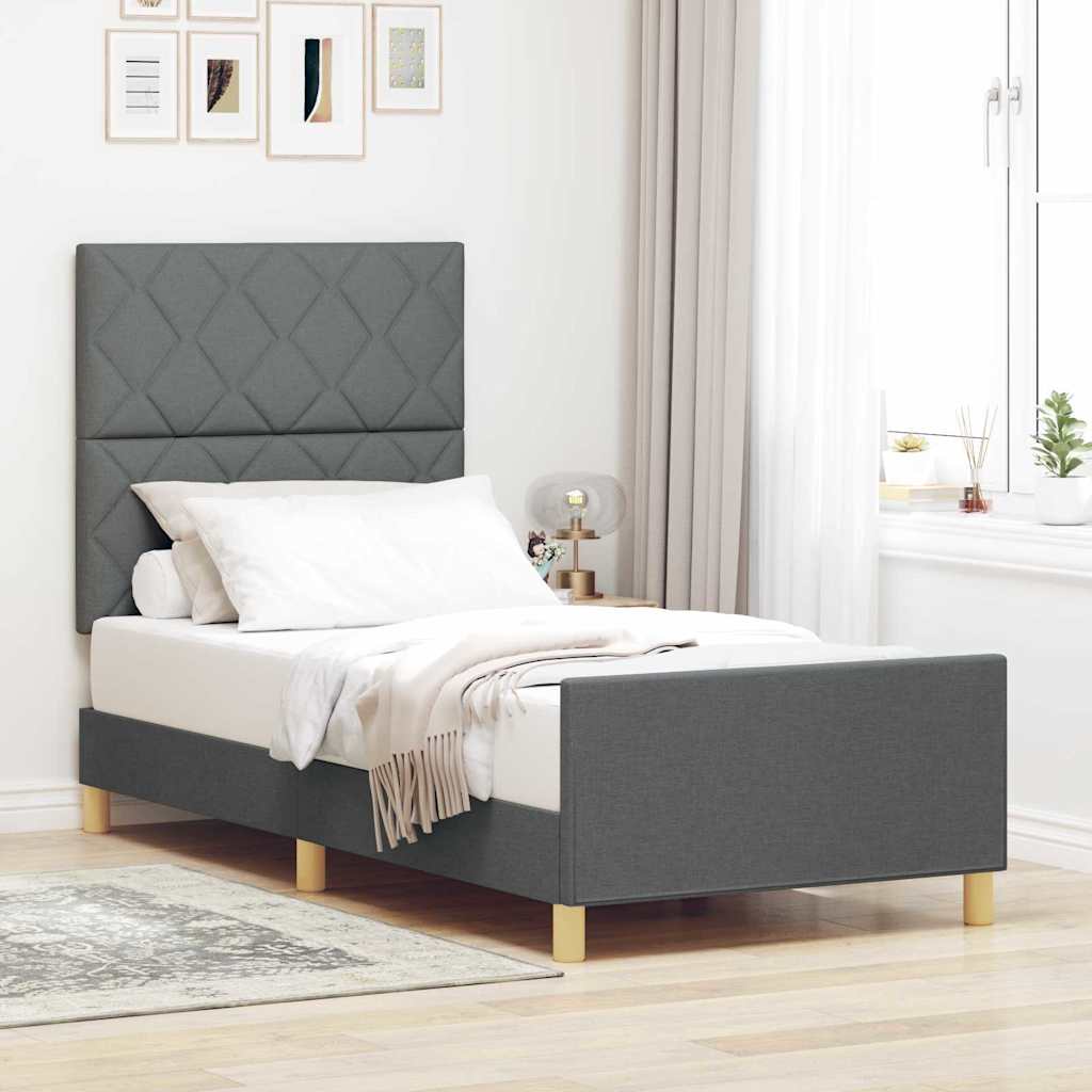 JUNG Vida Bettgestell mit Kopfteil Dunkelgrau 100 x 200 cm Stoff