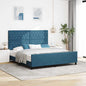 JUNG Vida Boxspringbett mit Kopfteil Dunkelblau 180 x 200 cm Samt