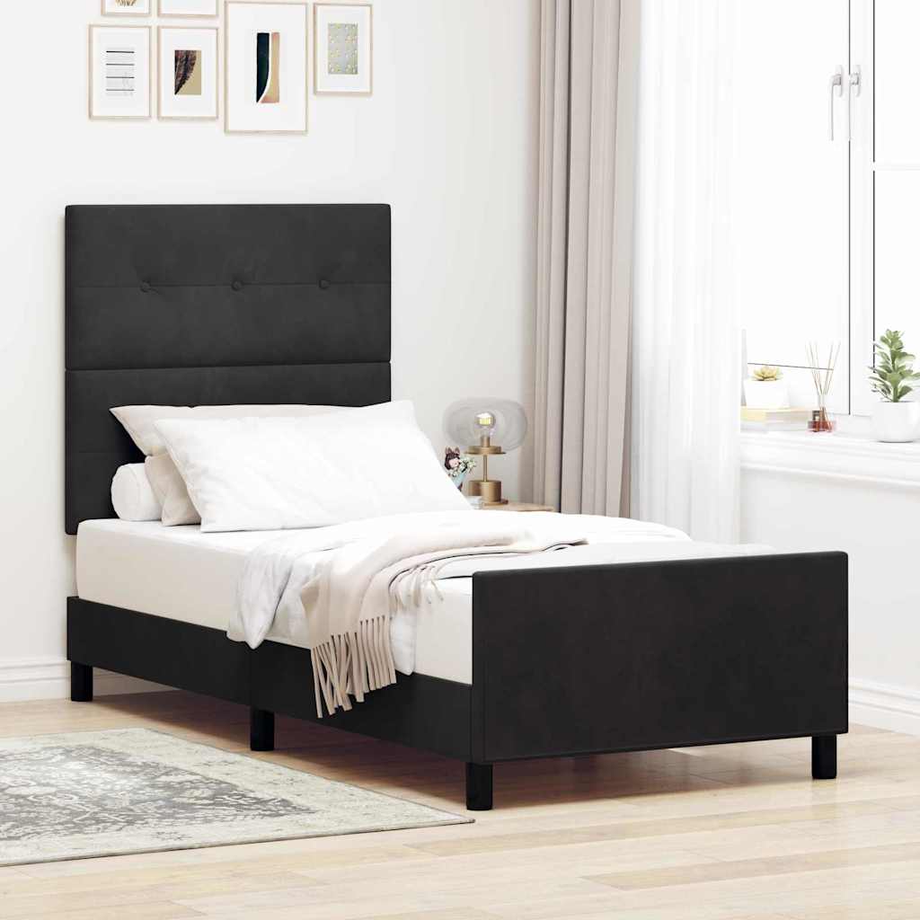 JUNG Vida Boxspringbett mit Kopfteil Schwarz 90 x 200 cm Samt