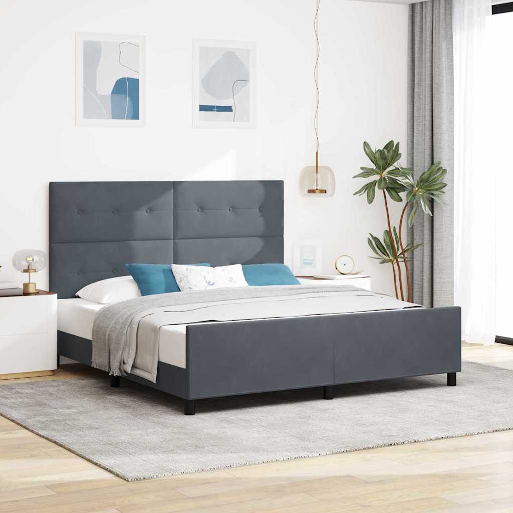 JUNG Vida Boxspringbett mit Kopfteil Dunkelgrau 180 x 200 cm Samt