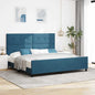 JUNG Vida Boxspringbett mit Kopfteil Dunkelblau 200 x 200 cm Samt