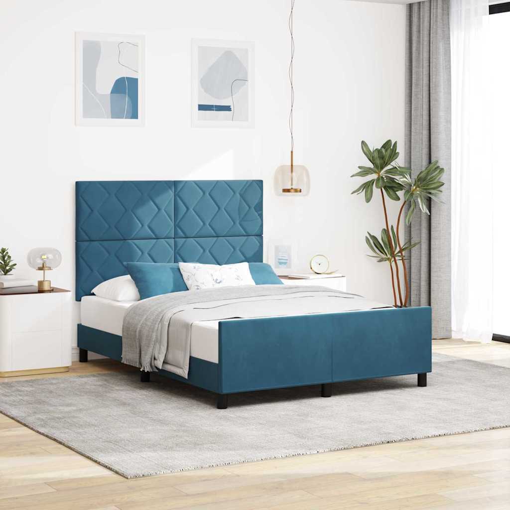 JUNG Vida Boxspringbett mit Kopfteil Dunkelblau 160 x 200 cm Samt