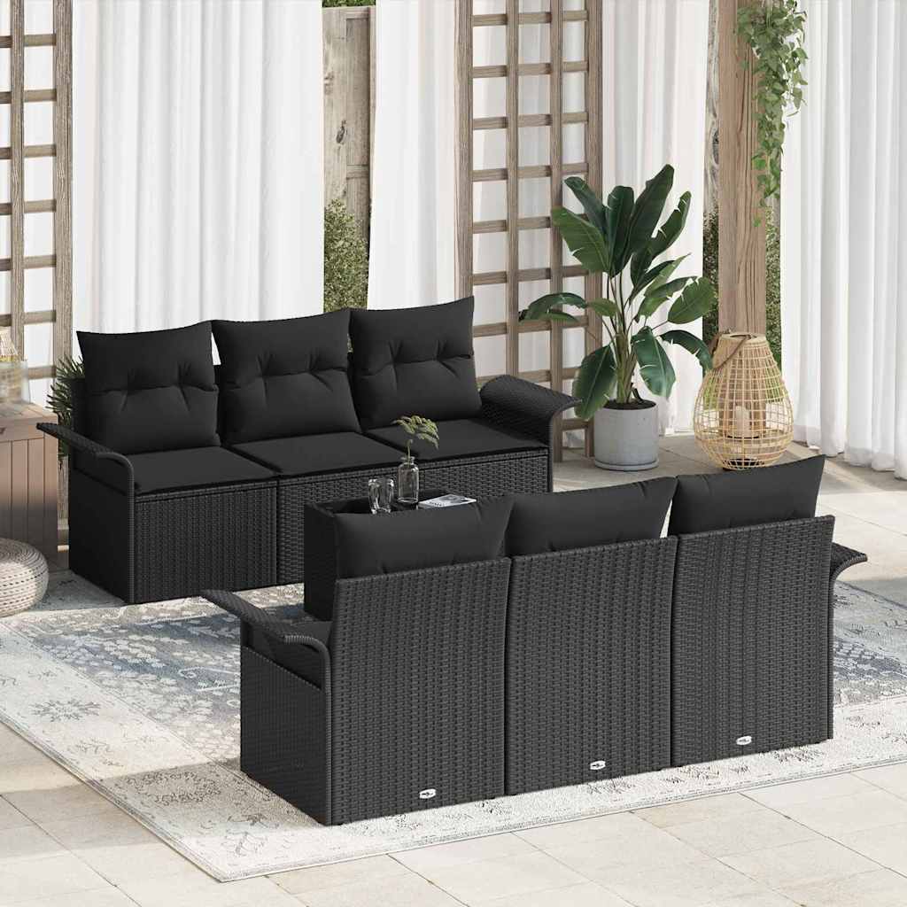 JUNG Vida Gartensofa-set mit Kissen 7 pcs Schwarz Poly-Rattan