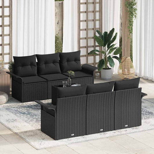 JUNG Vida Gartensofa-set mit Kissen 7 pcs Schwarz Poly-Rattan