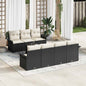 JUNG Vida Gartensofa-set mit Kissen 8 pcs Schwarz und Creme Poly-Rattan
