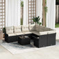 JUNG Vida Gartensofa-set mit Kissen 9 pcs Schwarz und Creme Poly-Rattan