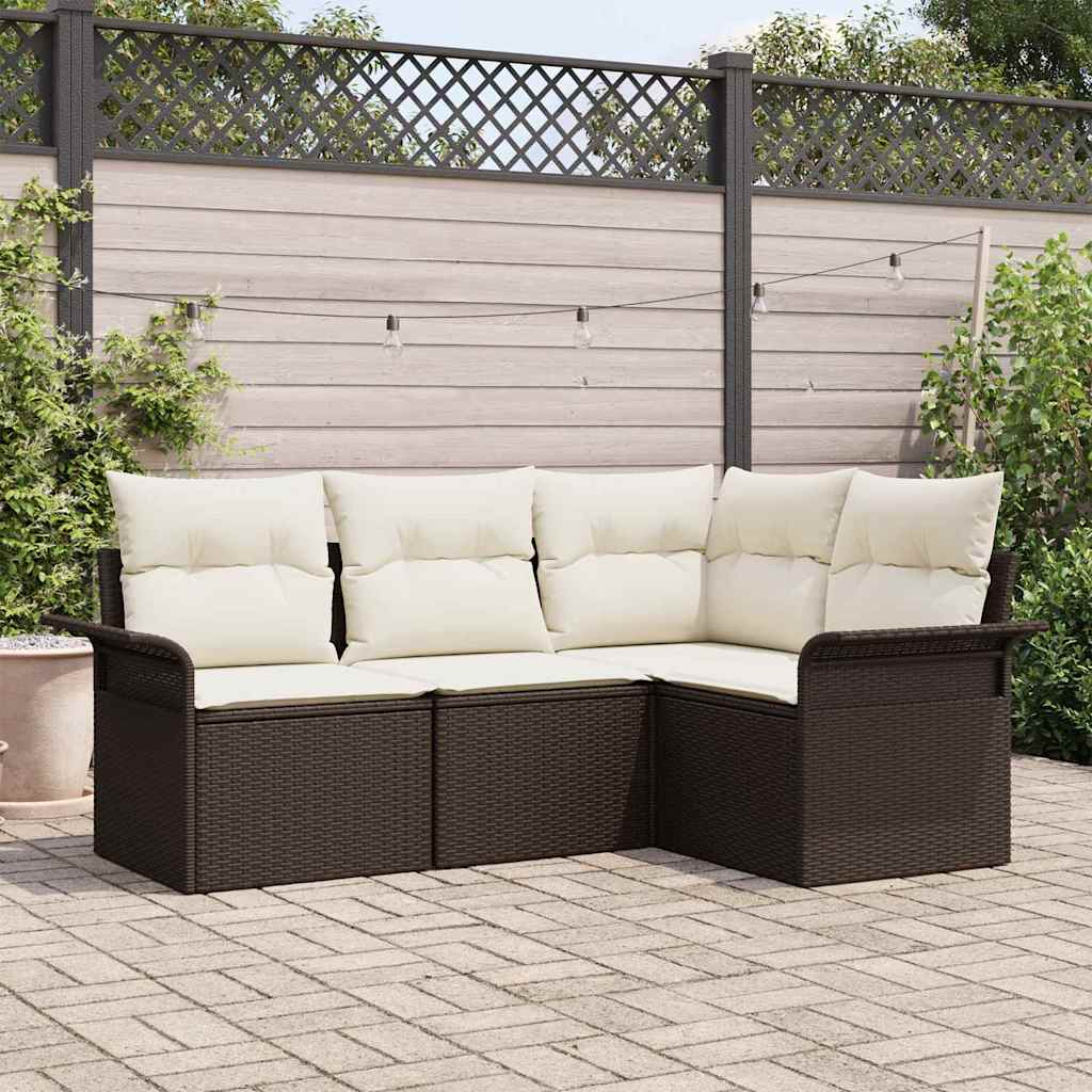 JUNG Vida Gartensofa-set mit Speicher 4 pcs Braun Poly-Rattan