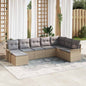 JUNG Vida Garten-Sofa-Set mit Kissen mit Speicher 8 pcs Beige Poly Rattan