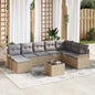 JUNG Vida Garten-Sofa-Set mit Kissen 9 pcs Schwarz Poly Rattan