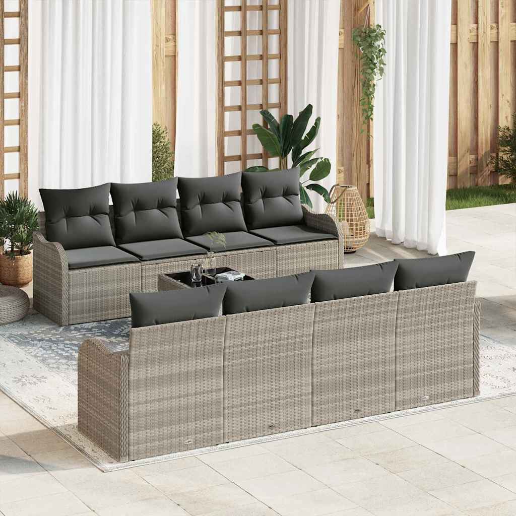 JUNG Vida Garten-Sofa-Set mit Kissen 9 pcs Hellgrau und Dunkelgrau
