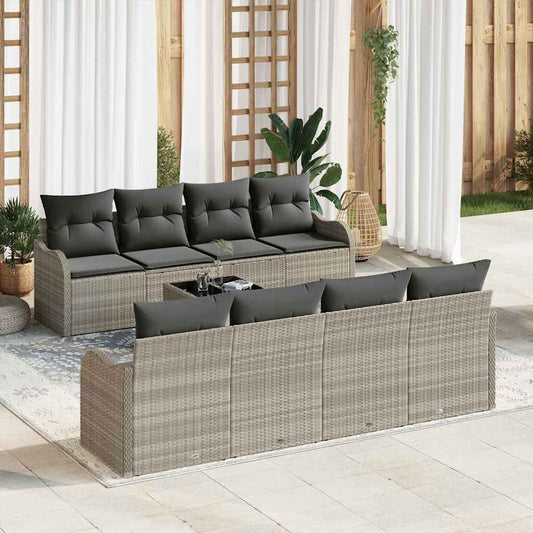 JUNG Vida Garten-Sofa-Set mit Kissen 9 pcs Hellgrau und Dunkelgrau