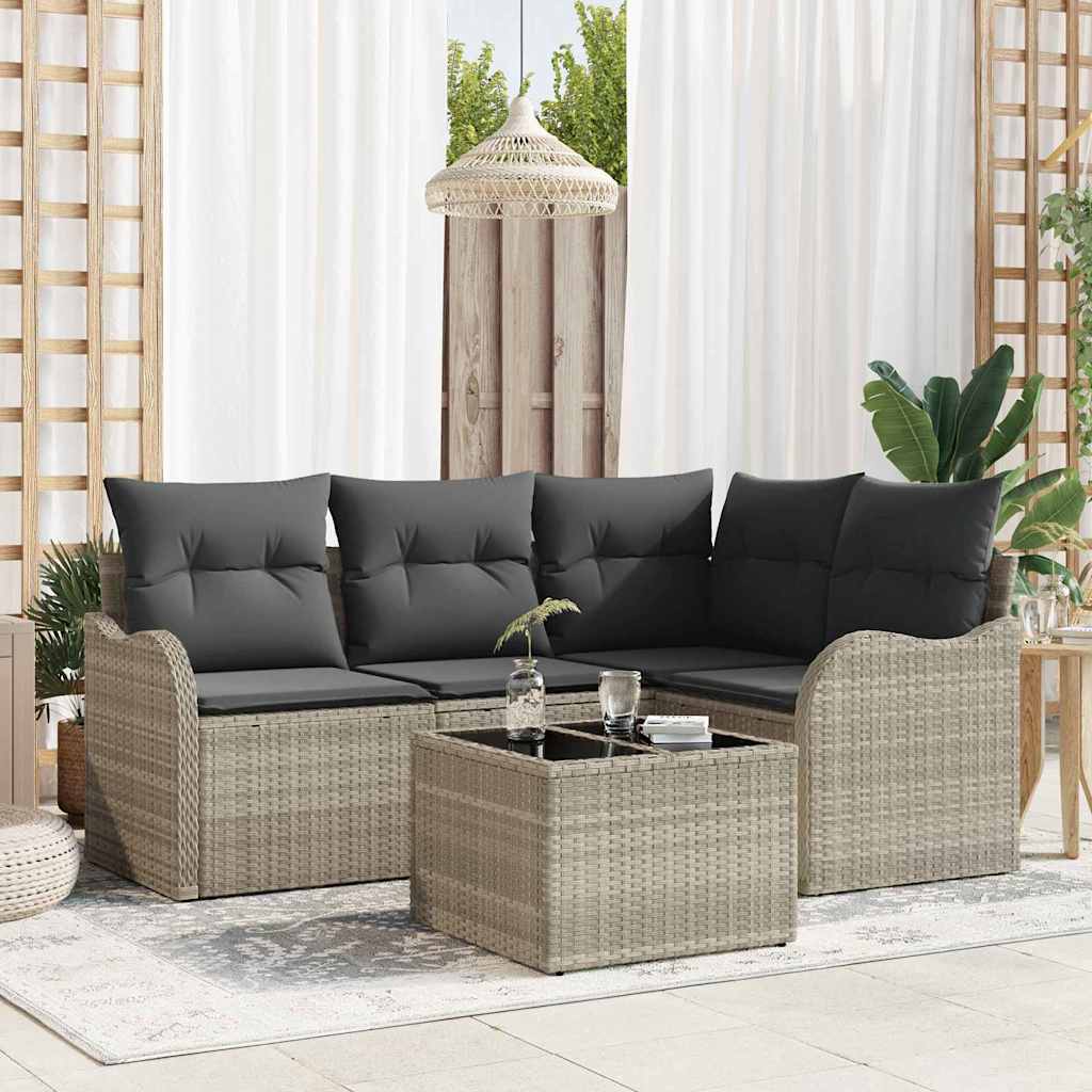 JUNG Vida Gartensofa-set mit Speicher 5 pcs Grau Poly-Rattan