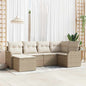 JUNG Vida Garten-Sofa-Set mit Kissen 6 pcs Beige und Weiß Poly Rattan
