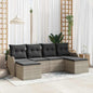 JUNG Vida Garten-Sofa-Set mit Kissen 6 pcs Hellgrau Poly Rattan