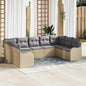 JUNG Vida Gartensofa-set 9 pcs Beige und Hellgrau Poly-Rattan