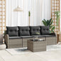 JUNG Vida Garten-Sofa-Set 5 pcs Grau Poly-Rattan und Stahl und Glas