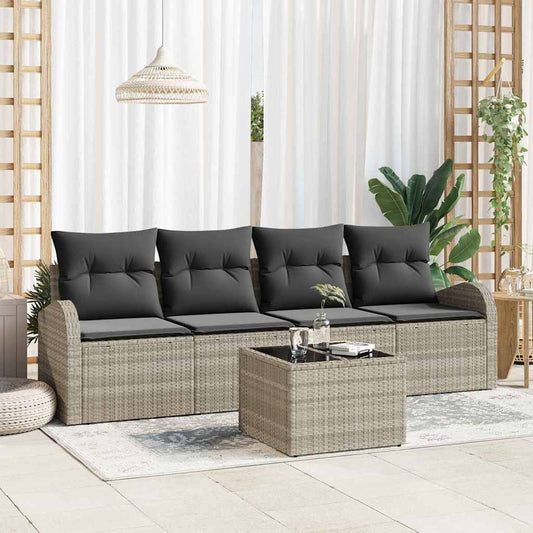 JUNG Vida Garten-Sofa-Set mit Kissen 5 pcs Hellgrau und Dunkelgrau