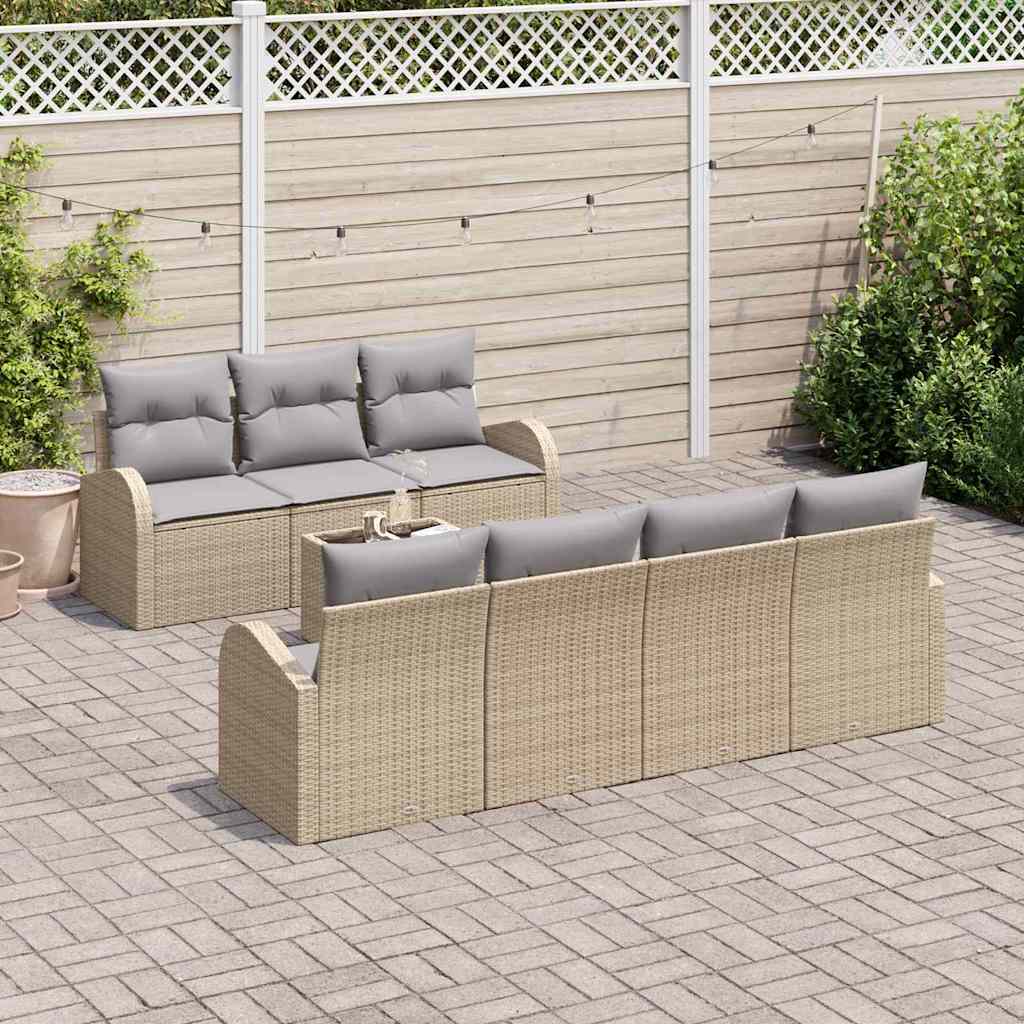 JUNG Vida Garten-Sofa-Set mit Kissen mit Speicher 8 pcs Beige und Grau