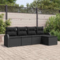 JUNG Vida Sofa Set mit Kissen mit Speicher 5 pcs Schwarz Poly-Rattan