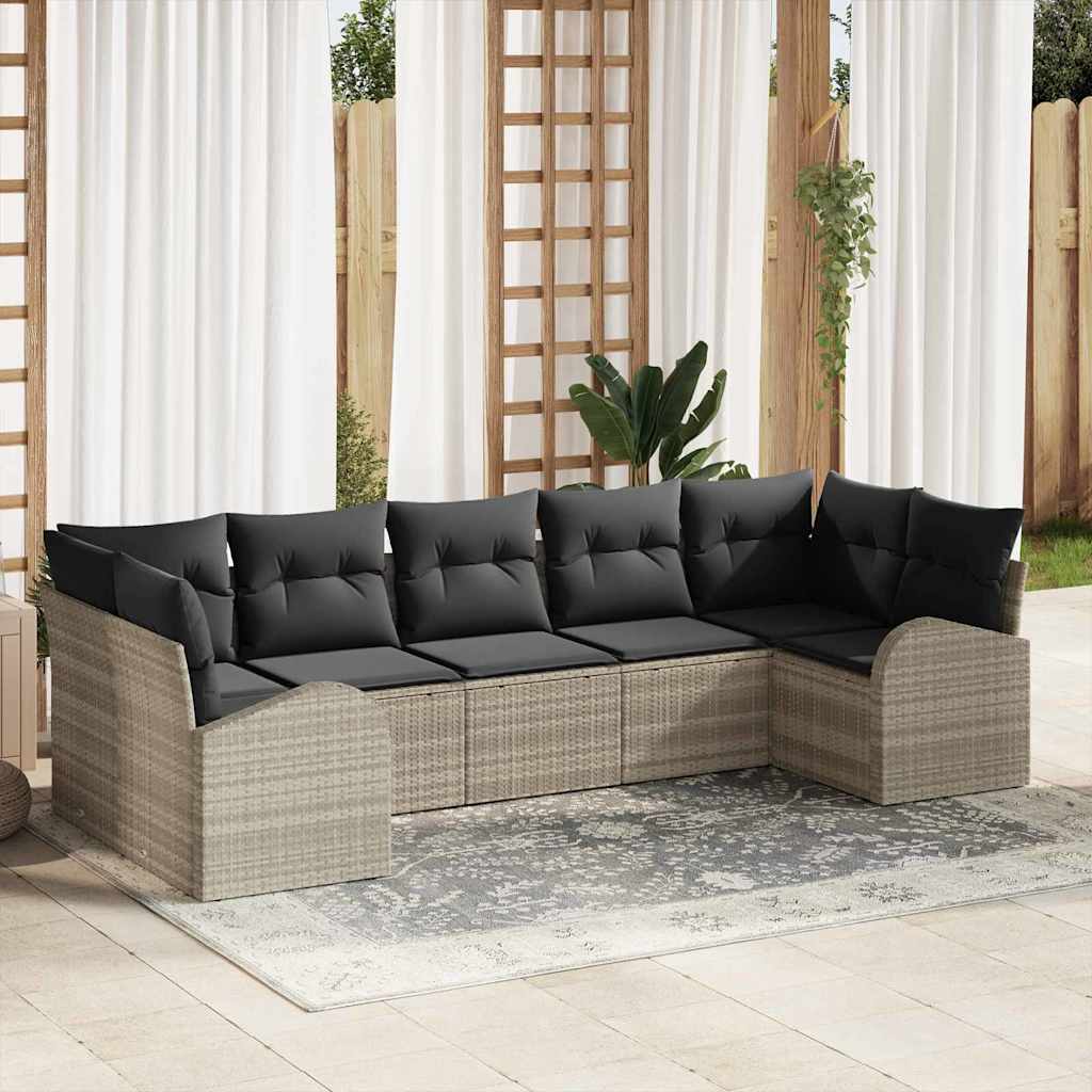 JUNG Vida Gartensofa-set mit Kissen 7 pcs Hellgrau Poly-Rattan