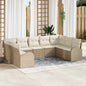 JUNG Vida Gartensofa-set mit Kissen 9 pcs Beige und Weiß Poly-Rattan