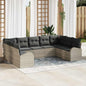 JUNG Vida Gartensofa-set mit Kissen 9 pcs Hellgrau Poly-Rattan