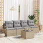JUNG Vida Sofa Set mit Kissen 5 pcs Beige und Grau Poly-Rattan