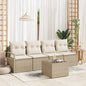 JUNG Vida Sofa Set mit Kissen 5 pcs Beige und Creme Poly-Rattan