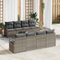 JUNG Vida Gartensofa-set mit Kissen mit Speicher 9 pcs Grau Poly-Rattan