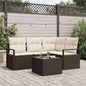 JUNG Vida Sofa Set mit Kissen 5 pcs Braun und Creme Poly-Rattan
