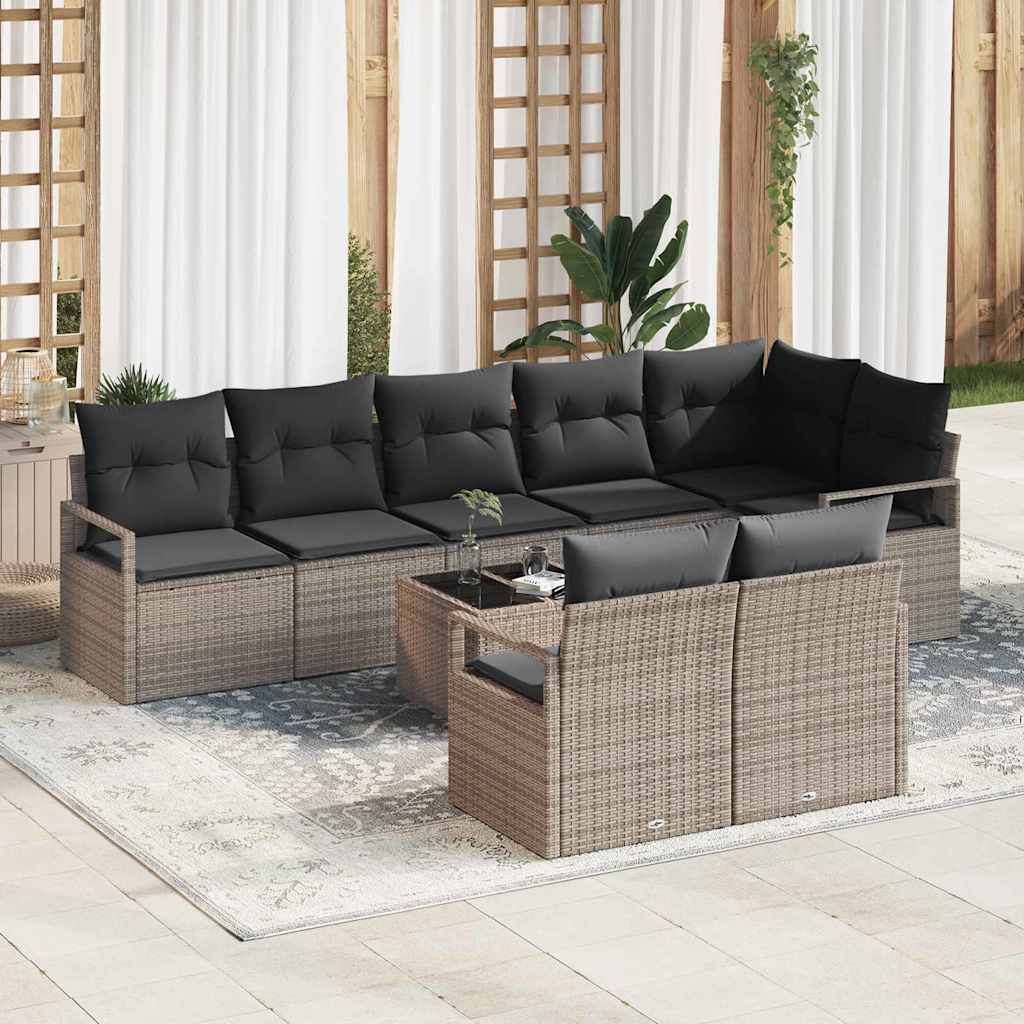 JUNG Vida Gartensofa-set mit Kissen 9 pcs Hellgrau Poly-Rattan