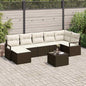 JUNG Vida Sofa Set mit Kissen 8 pcs Braun und Creme Poly-Rattan