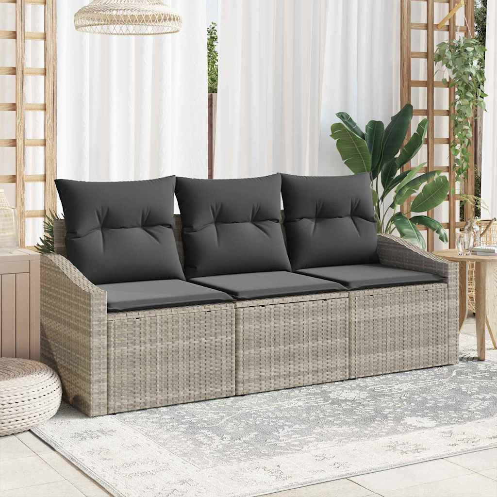 JUNG Vida Gartensofa-set mit Kissen 3 pcs Hellgrau Poly-Rattan