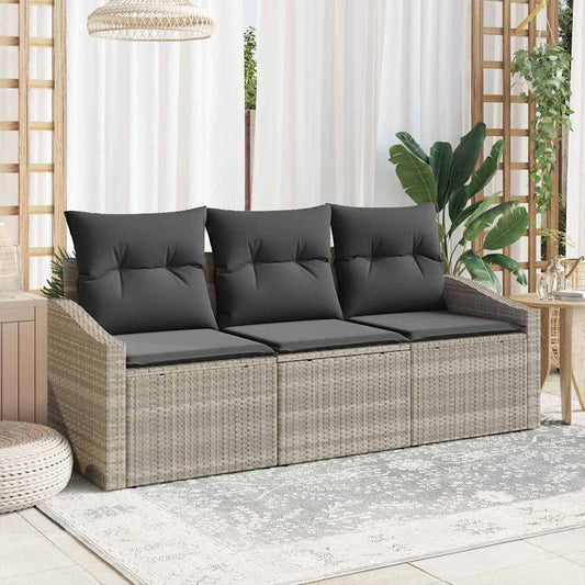 JUNG Vida Gartensofa-set mit Kissen 3 pcs Hellgrau Poly-Rattan